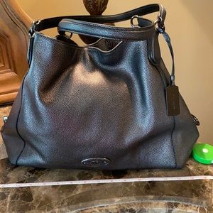 Unique Gunmetal Metallic Coach Purse